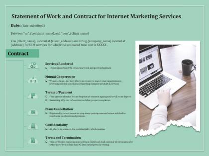 Statement of work and contract for internet marketing services ppt gallery grid