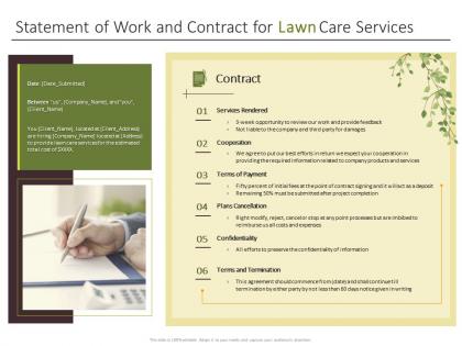 Statement of work and contract for lawn care services ppt graphics