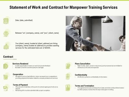 Statement of work and contract for manpower training services ppt powerpoint presentation