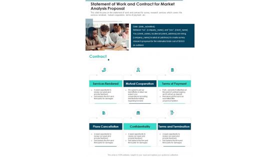 Statement Of Work And Contract For Market Analysis Proposal One Pager Sample Example Document