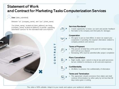 Statement of work and contract for marketing tasks computerization services ppt powerpoint presentation icon