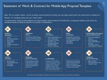 Statement of work and contract for mobile app proposal template ppt portrait