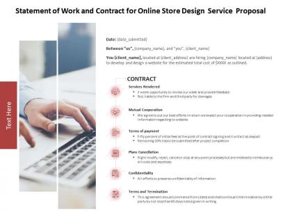 Statement of work and contract for online store design service proposal ppt slides