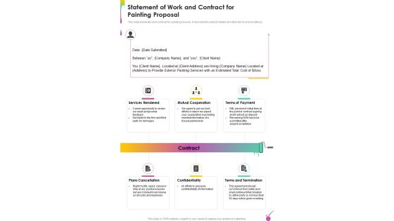 Statement Of Work And Contract For Painting Proposal One Pager Sample Example Document