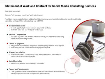 Statement of work and contract for social media consulting services ppt format ideas