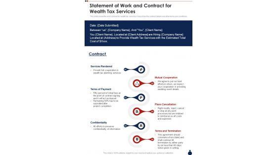 Statement Of Work And Contract For Wealth Tax Services One Pager Sample Example Document