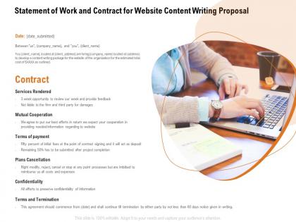 Statement of work and contract for website content writing proposal ppt powerpoint presentation styles