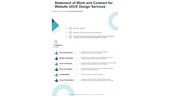 Statement Of Work And Contract For Website UI UX Design One Pager Sample Example Document
