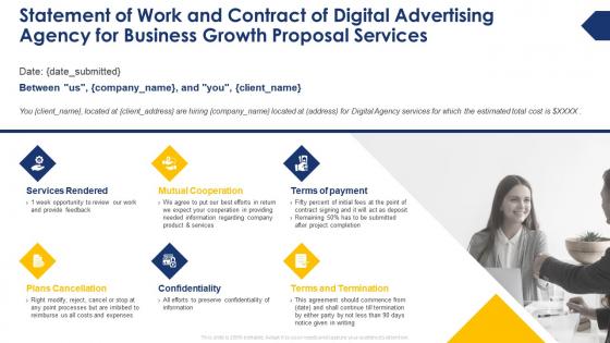 Statement of work and contract of digital advertising agency for business growth