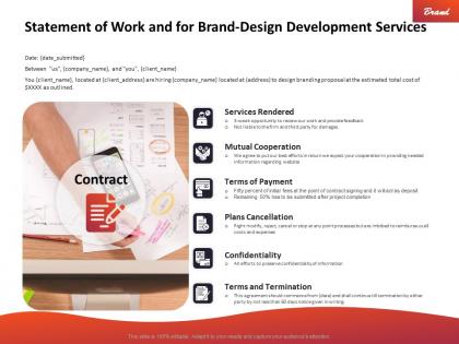 Statement of work and for brand design development services ppt style element