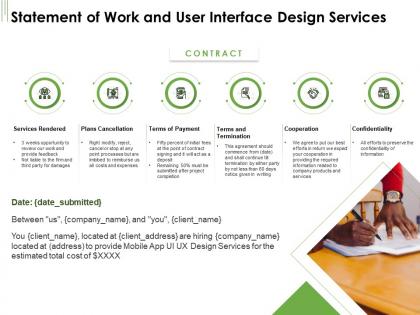 Statement of work and user interface design services ppt powerpoint portrait