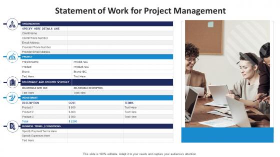 Statement Of Work For Project Management Procurement Templates Bundle Ppt Tips