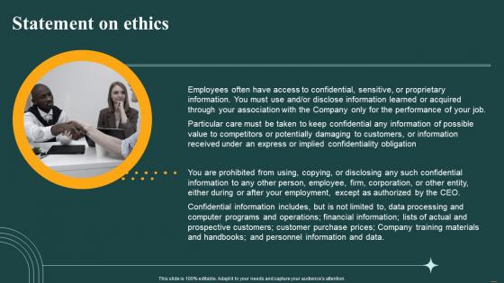 Statement On Ethics Employee Handbook Template Ppt Professional Background Images