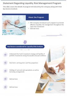 Statement regarding liquidity risk management program presentation report infographic ppt pdf document
