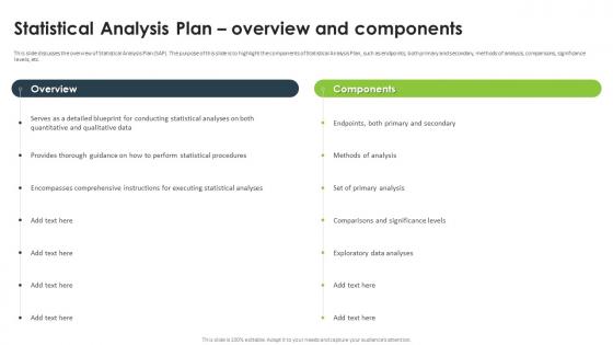 Statistical Analysis For Data Driven Statistical Analysis Plan Overview And Components