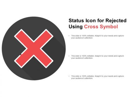 Status icon for rejected using cross symbol