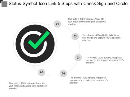 Status symbol icon link 5 steps with check sign and circle