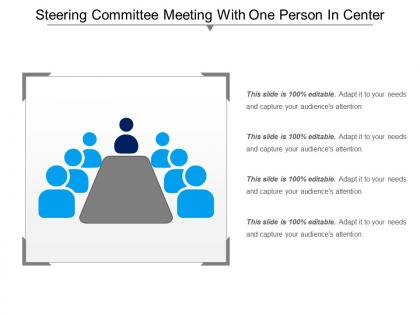 Steering committee meeting with one person in center