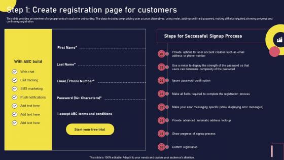 Step 1 Create Registration Page For Customers Onboarding Journey For Strategic