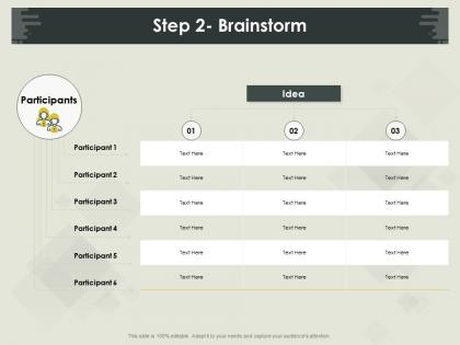 Step 2 brainstorm participant ppt powerpoint presentation icon slides