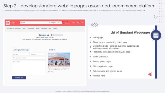 Step 2 Develop Standard Website Pages Ecommerce Website Development