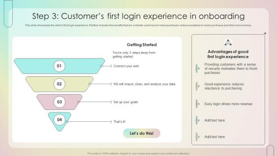 Step 3 Customers First Login Experience In Onboarding Customer Onboarding Journey Process