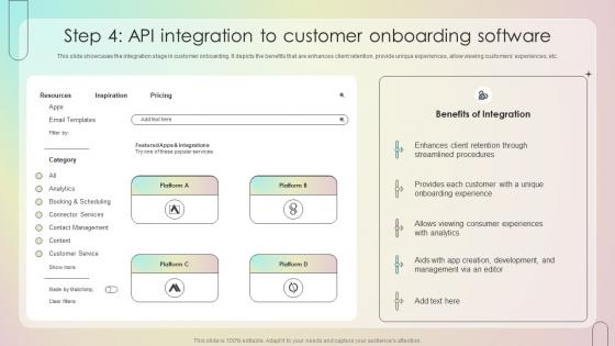 Step 4 API Integration To Customer Onboarding Software Customer Onboarding Journey Process