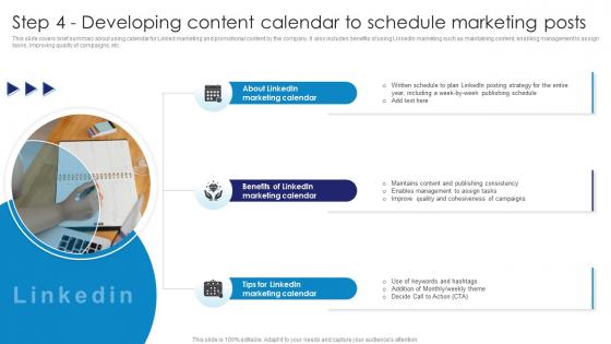Step 4 Developing Content Calendar Comprehensive Guide To Linkedln Marketing Campaign MKT SS