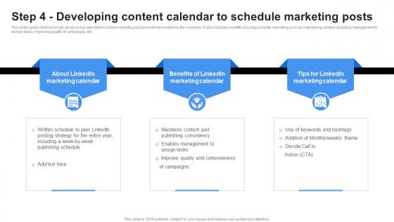 Step 4 Developing Content Calendar Linkedin Marketing Channels To Improve Lead Generation MKT SS V