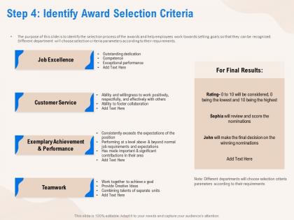 Step 4 identify award selection criteria performance ppt powerpoint presentation professional mockup