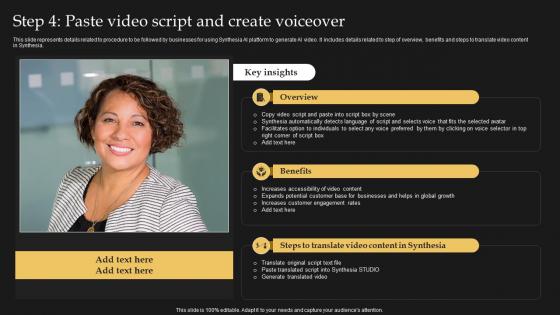 Step 4 Paste Video Script And Create Voiceover Synthesia AI Text To Video AI SS V
