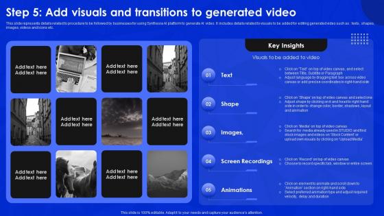 Step 5 Add Visuals And Transitions To Generated Video Synthesia AI Video Generation Platform AI SS