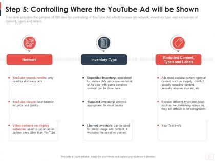 Step 5 controlling where the youtube ad will be shown youtube channel as business ppt rules