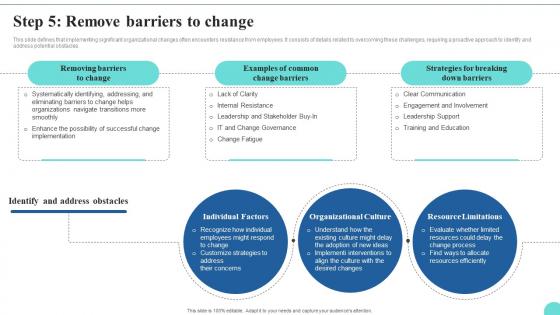 Step 5 Remove Barriers To Change Kotters 8 Step Model Guide CM SS