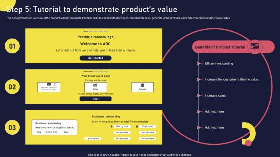 Step 5 Tutorial To Demonstrate Products Value Onboarding Journey For Strategic