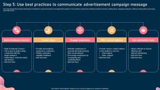 Step 5 Use Best Practices To Communicate Advertisement Steps To Optimize Marketing Campaign Mkt Ss