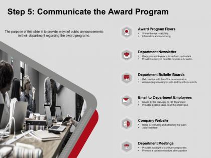 Step five communicate the award program newsletter ppt powerpoint presentation pictures