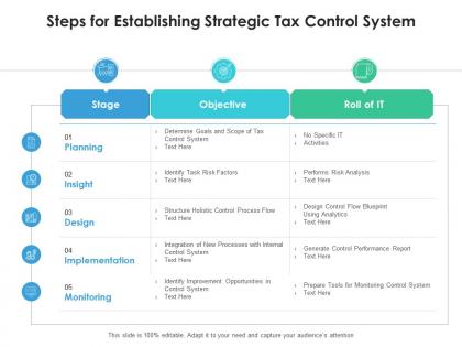 Steps for establishing strategic tax control system