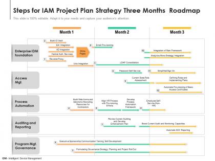Steps for iam project plan strategy three months roadmap