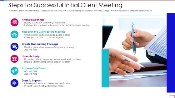 Steps for successful initial client meeting