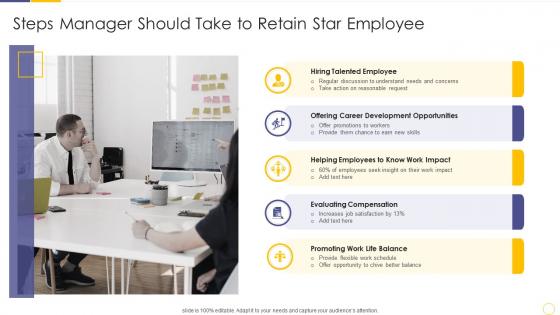 Steps manager should take to retain star employee