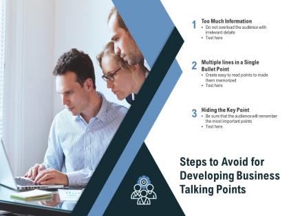 Steps to avoid for developing business talking points