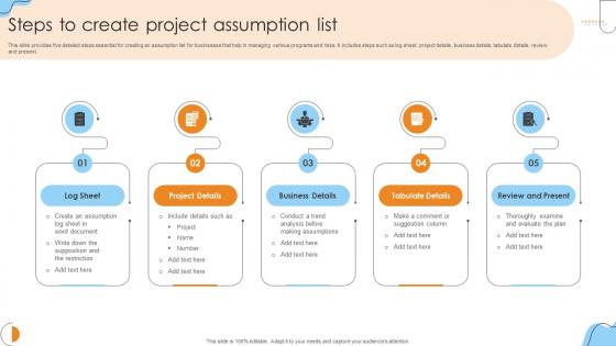 Steps To Create Project Assumption List