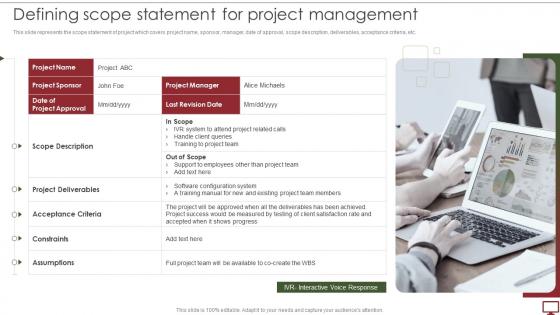 Steps To Develop Project Management Plan Defining Scope Statement For Project Management