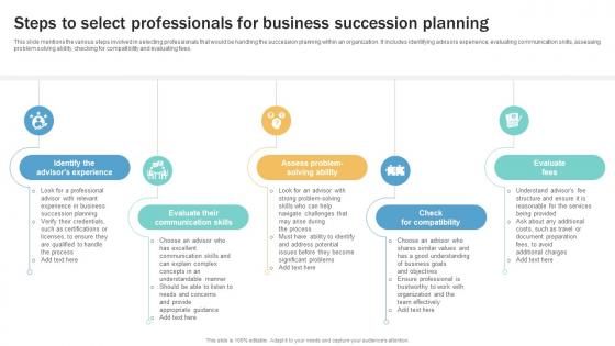 Steps To Select Professionals For Succession Planning Guide To Ensure Business Strategy SS