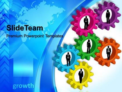 Stock gear powerpoint templates business growth global teamwork ppt layouts