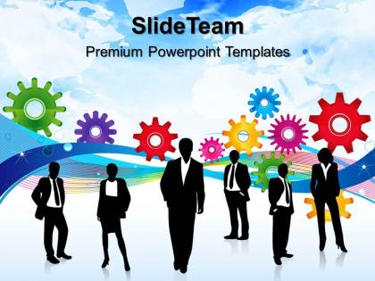 Stock gear powerpoint templates colored gears business leadership ppt slide