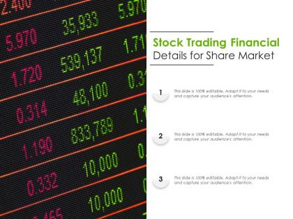 Stock trading financial details for share market