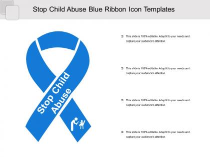 Stop child abuse blue ribbon icon templates 