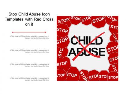 Stop child abuse icon templates with red cross on it